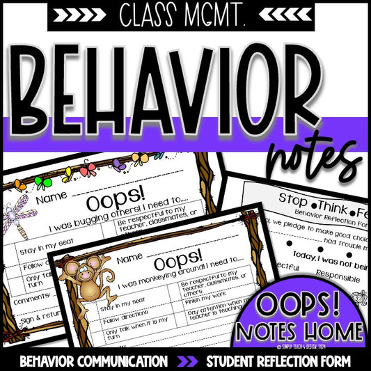 Behavior Notes for Parents and Reflection Forms